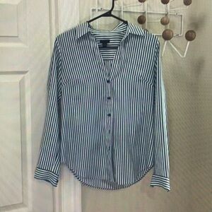 Classic Navy Striped Women's Button-Down Shirt